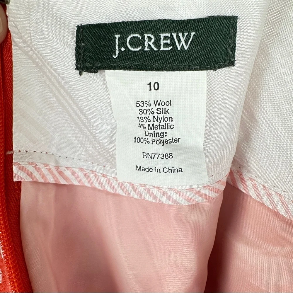 J. Crew Floral Pink and Orange Metallic Pencil Skirt | US Size 10